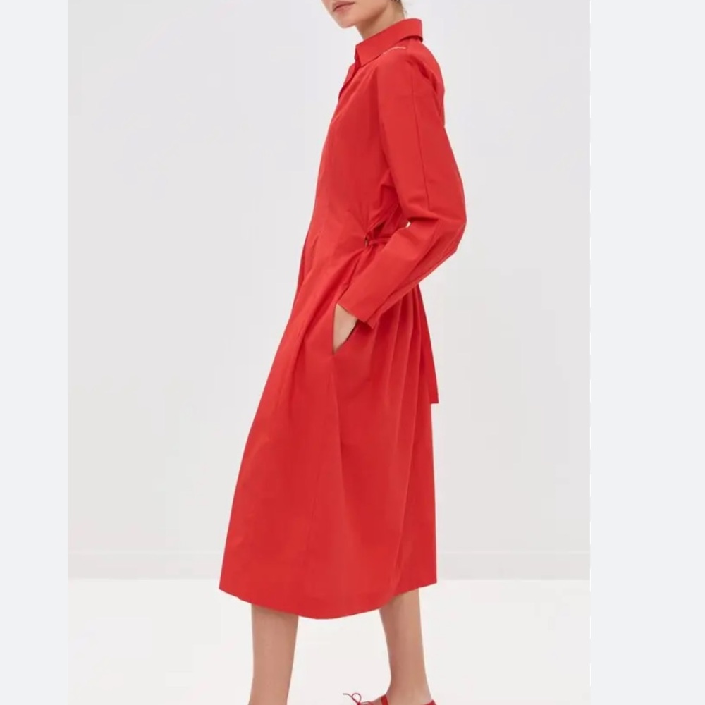 Marni NWT Cotton Midi Dress Vibrant Red Long Sleeve Size M - Picture 8 of 15